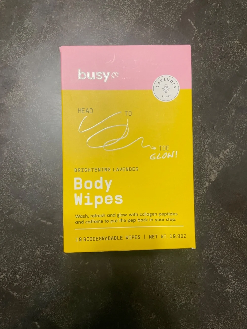 Busy Co. Brightening Lavender Scent 100% Biodegradable Body Wipes - 10 pack